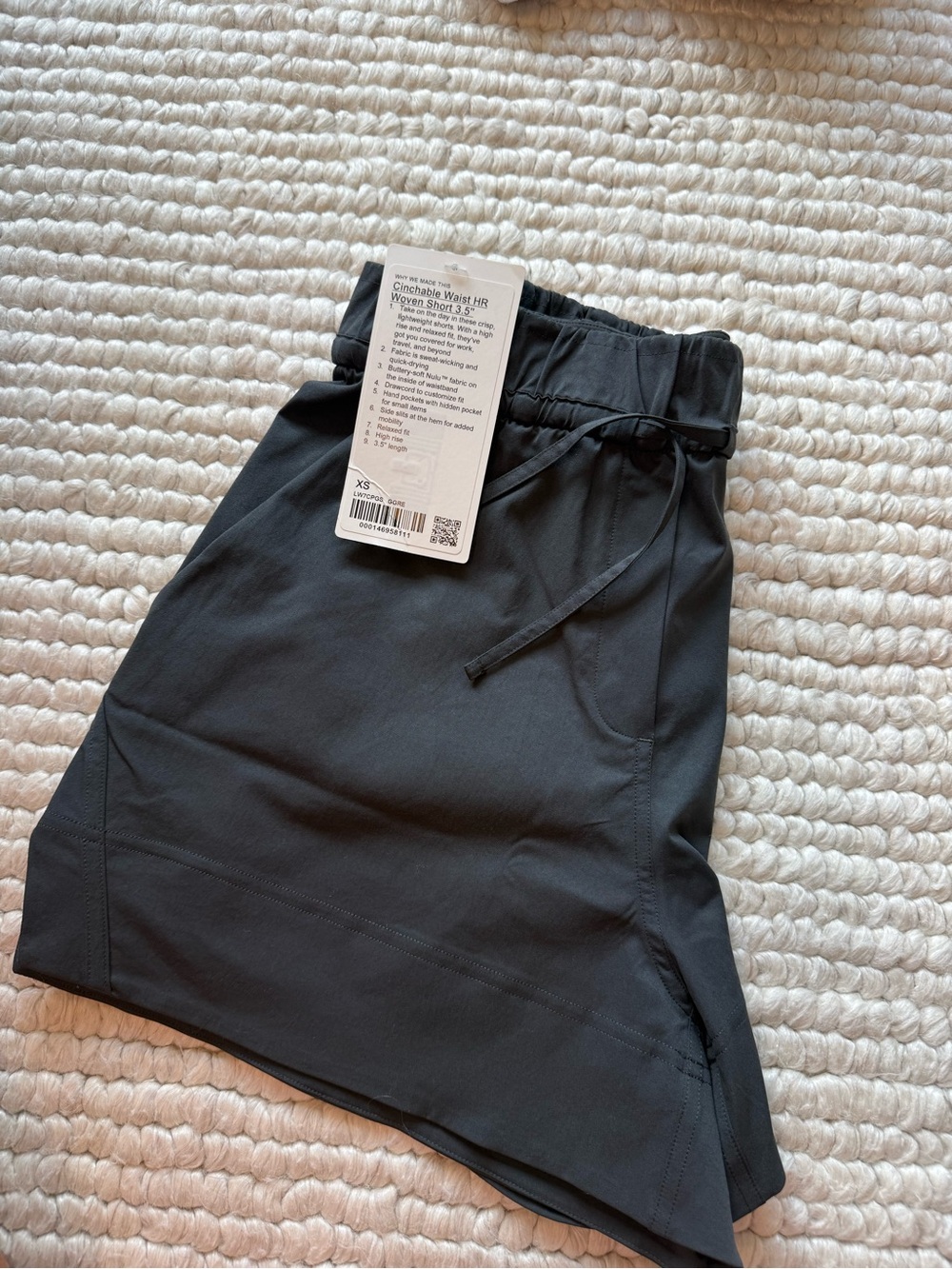 Lululemon Cinchable Waist HR Woven Short 3.5" – Graphite Grey (GGRE) – XS – NWT